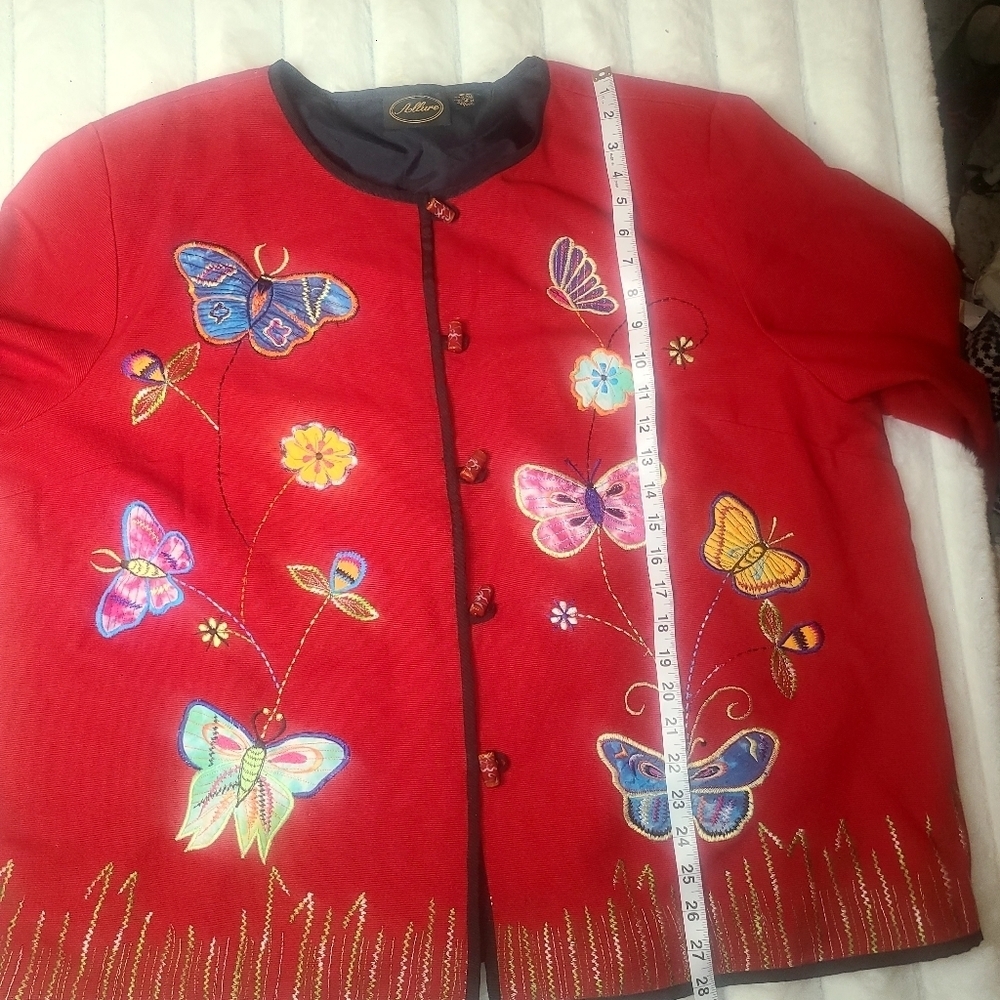 Red Embroidered Butterfly Jacket - Picture 12 of 13